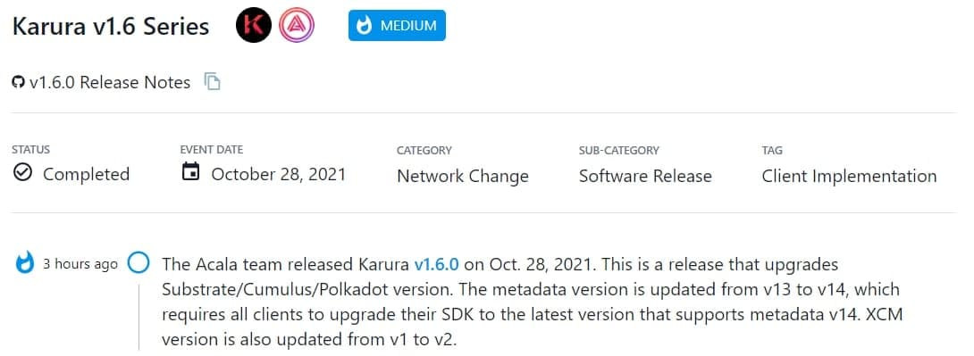 Acala team ra mắt Karura v1.6.0