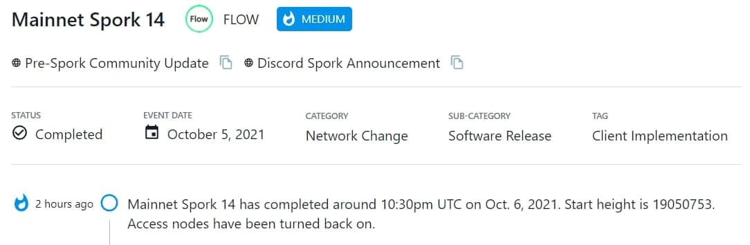 Mainnet Spork 14 đã hoàn thành lúc 10:30pm UTC vào 06/10/2021