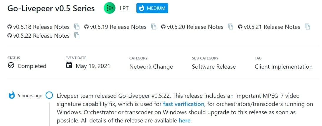 Livepeer team ra mắt Go-Livepeer v0.5.22