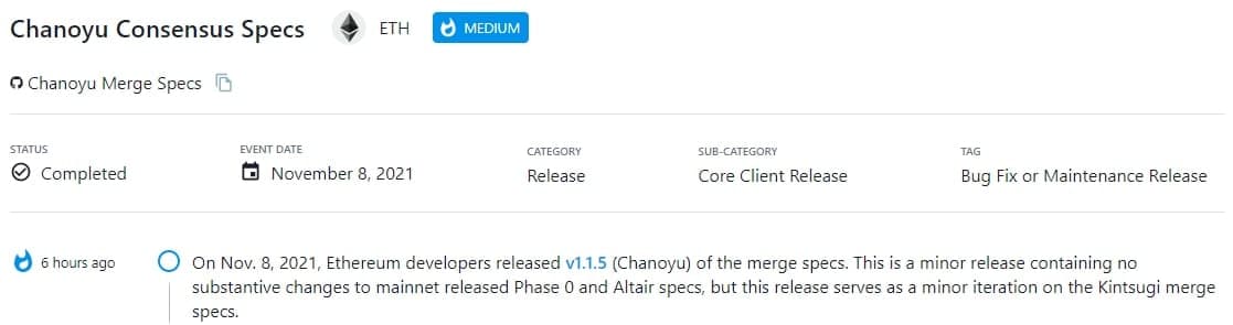 Các nhà phát triển Ethereum ra mắt v1.1.5 (Chanoyu)