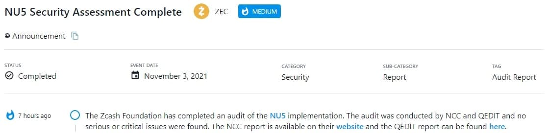 Zcash Foundation hoàn thành kiểm toán NU5