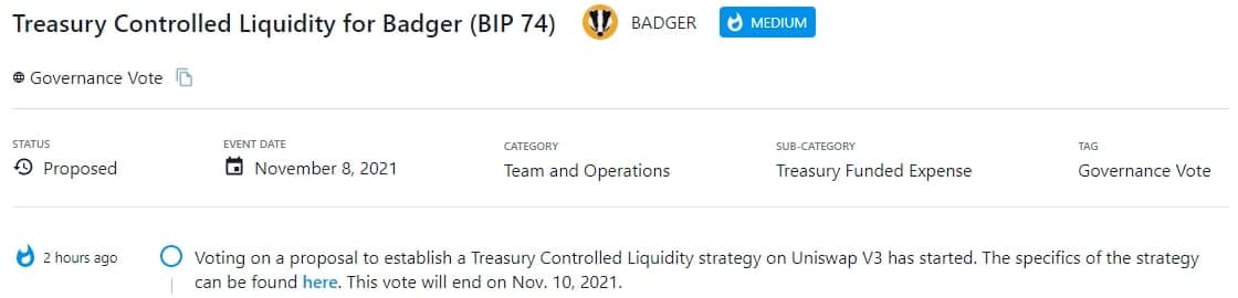 Bỏ phiếu đề xuất thành lập chiến lược Treasury Controlled Liquidity trên Uniswap V3