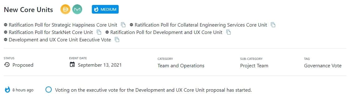 Bỏ phiếu thực hiện cho đề xuất Development và UX Core Unit đã bắt đầu