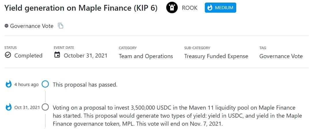 Đầu tư 3,500,000 USDC vào nhóm thanh khoản Maven 11 trên Maple Finance