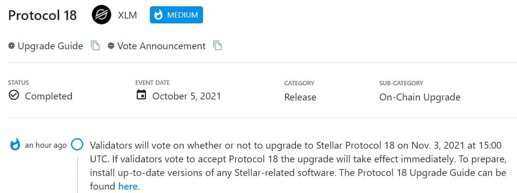 Các validator sẽ bỏ phiếu cho việc có nên nâng cấp lên Stellar Protocol 18 hay không