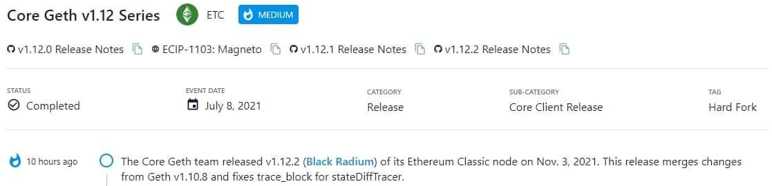 Core Geth team ra mắt v1.12.2 (Black Radium) cho Ethereum Classic node
