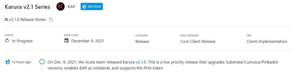 Acala team ra mắt Karura v2.1.0