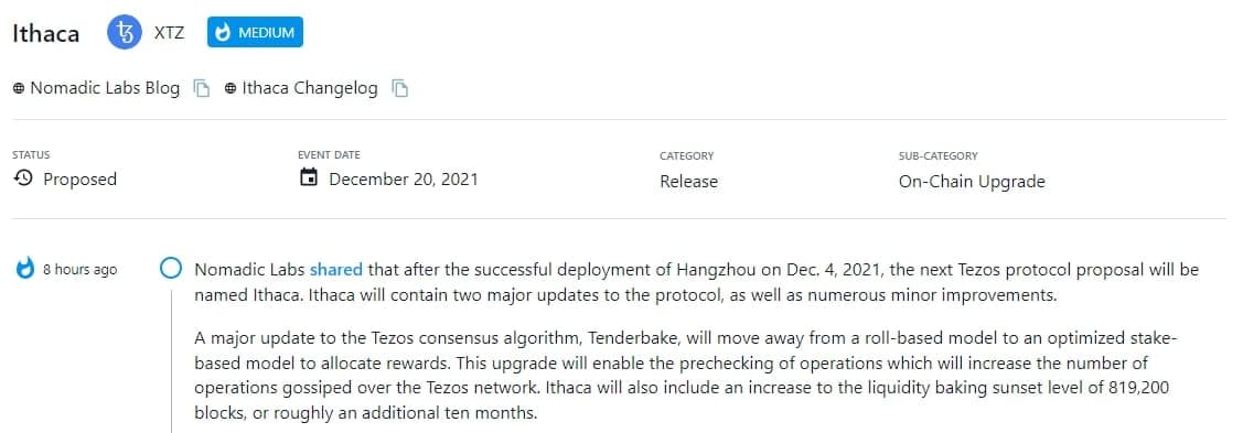 Nomadic Labs cho biết đề xuất tiếp theo của Tezos sẽ có tên là Ithaca