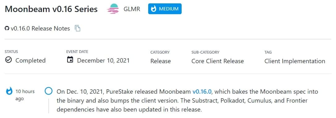PureStake phát hành Moonbeam v0.16.0