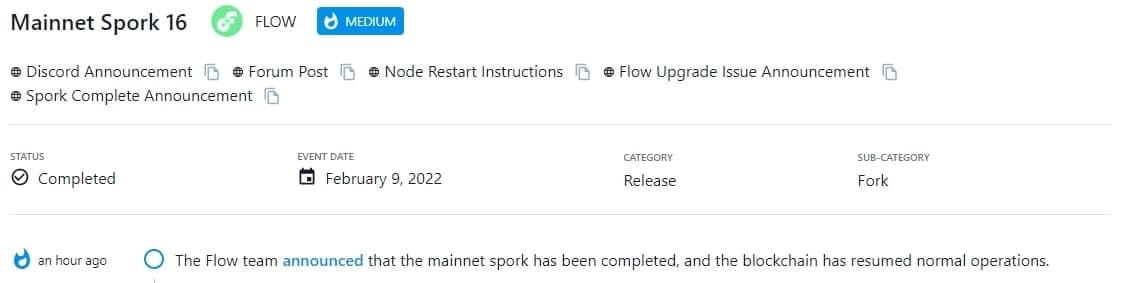 Flow team thông báo mainnet spork đã hoàn thành và blockchain tiếp tục hoạt động bình thường