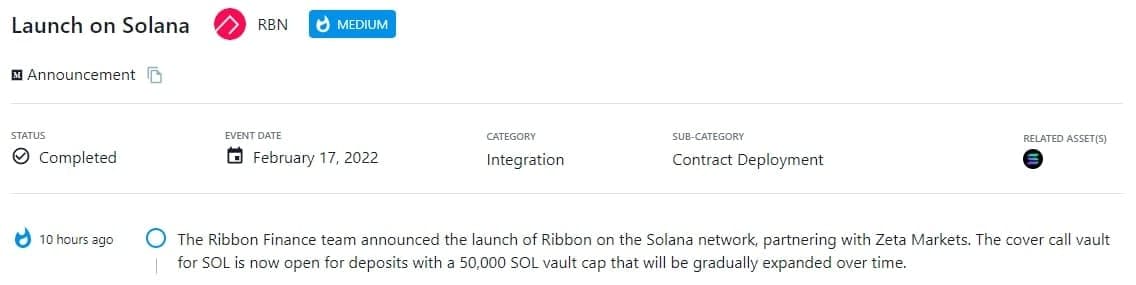 Ribbon Finance team thông báo triển khai Ribbon trên mạng lưới Solana, hợp tác với Zeta Markets