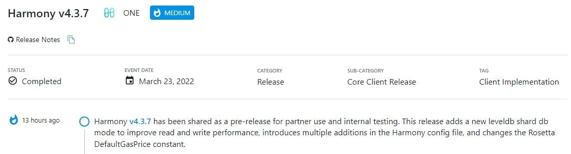 Harmony v4.3.7 được chia sẻ dưới dạng pre-release để đối tác sử dụng và thử nghiệm nội bộ