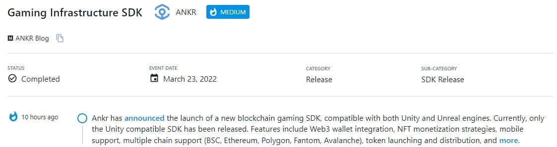 Ankr đã công bố ra mắt blockchain gaming SDK mới, tương thích với cả Unity và Unreal engine