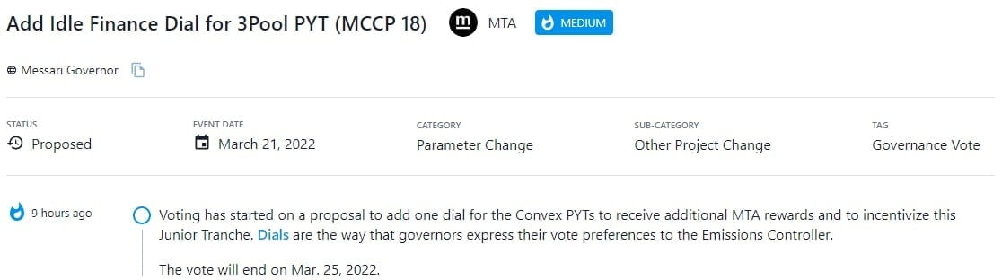 Bỏ phiếu cho đề xuất thêm một lần quay cho Convex PYTs để nhận thêm thưởng MTA và khuyến khích Junior Tranche