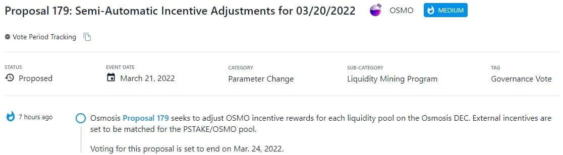 Osmosis Proposal 179 tìm cách điều chỉnh phần thưởng khuyến khích OSMO cho mỗi pool thanh khoản trên Osmosis DEC
