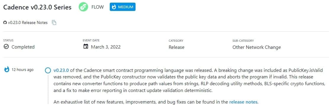 v0.23.0 của ngôn ngữ lập trình hợp đồng thông minh Cadence đã được phát hành