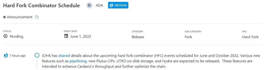 IOHK chia sẻ thông tin chi tiết về sự kiện tổ hợp hard fork (HFC) sắp tới được lên lịch vào tháng 6 và tháng 10 năm 2022